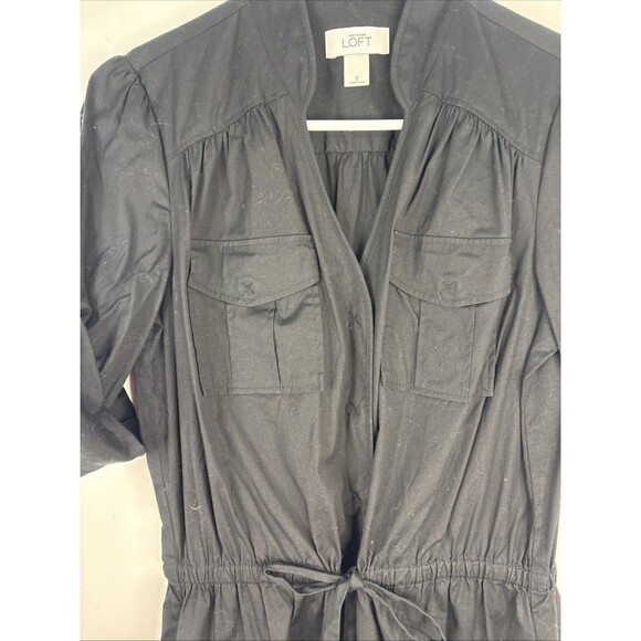 Loft Ann Taylor Woman's Sz 2 Dress Black Hidden Snaps Career Professional - Picture 2 of 9